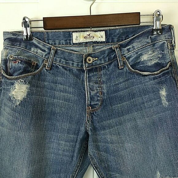 Hollister button fly distressed cropped jeans - Picture 1 of 8